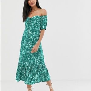 ASOS Ditsy Floral Green Midi Dress